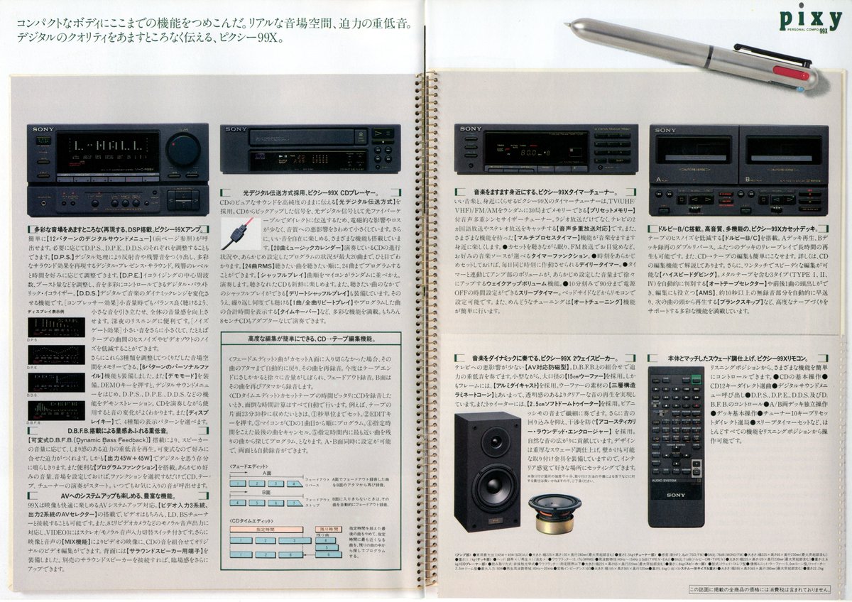 SONY パーソナルコンポ pixy カタログ（1990.2）① MHC-P99X