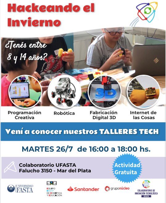 Este 26/7 si sos de mar del plata pásate por el <a href="/ColabUFASTA/">Colaboratorio UFASTA</a> y conoce la propuesta del #lide que dirige <a href="/gabydeg/">Gabriela Degiampietro</a> . De 8 a 14 años tenes propuestas todos los meses 👏👏👏