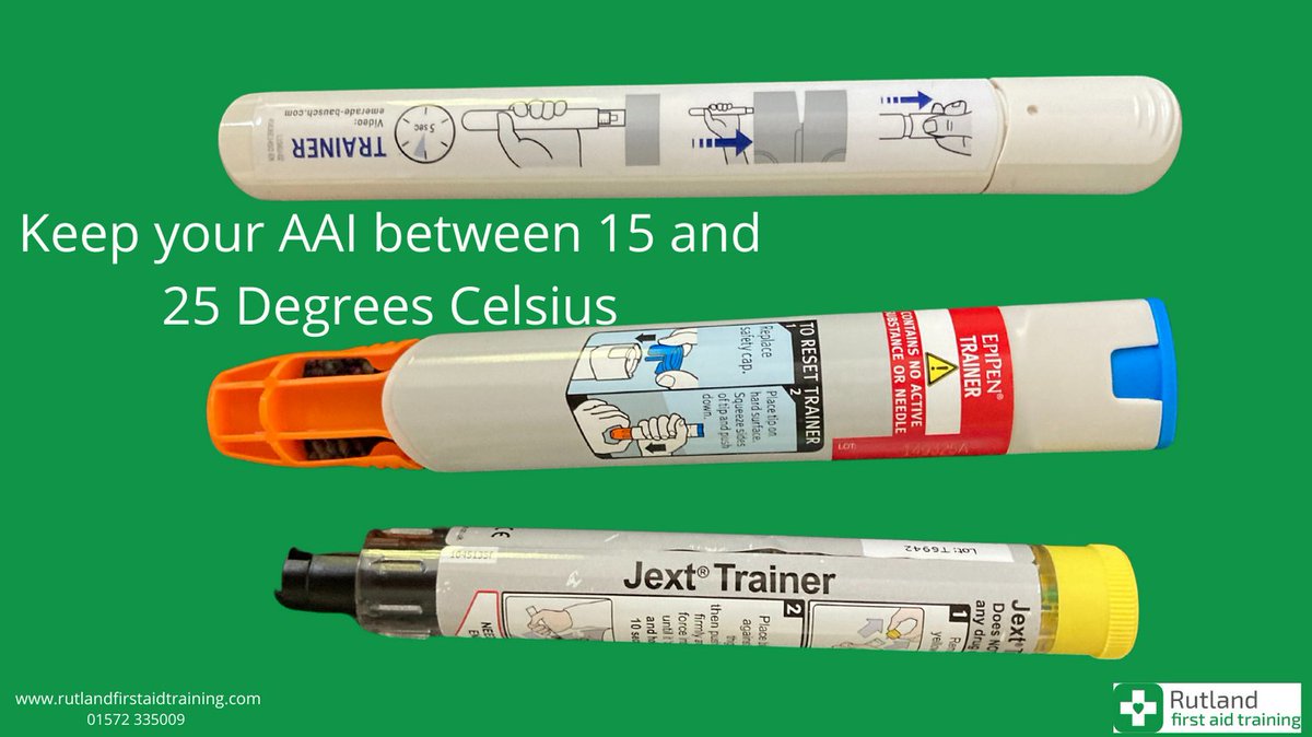 RutlandFirstAid's tweet image. ❓ Do you have a prescribed adrenaline auto-injector such as an EpiPen?

🌞 If your AAIs are kept in hot temperatures exceeding 25°C, for an extended period of time, they should be replaced immediately.🌡️👉🗑️
#rutlandfirstaidtraining #firstaidtraining #firstaidknowledge