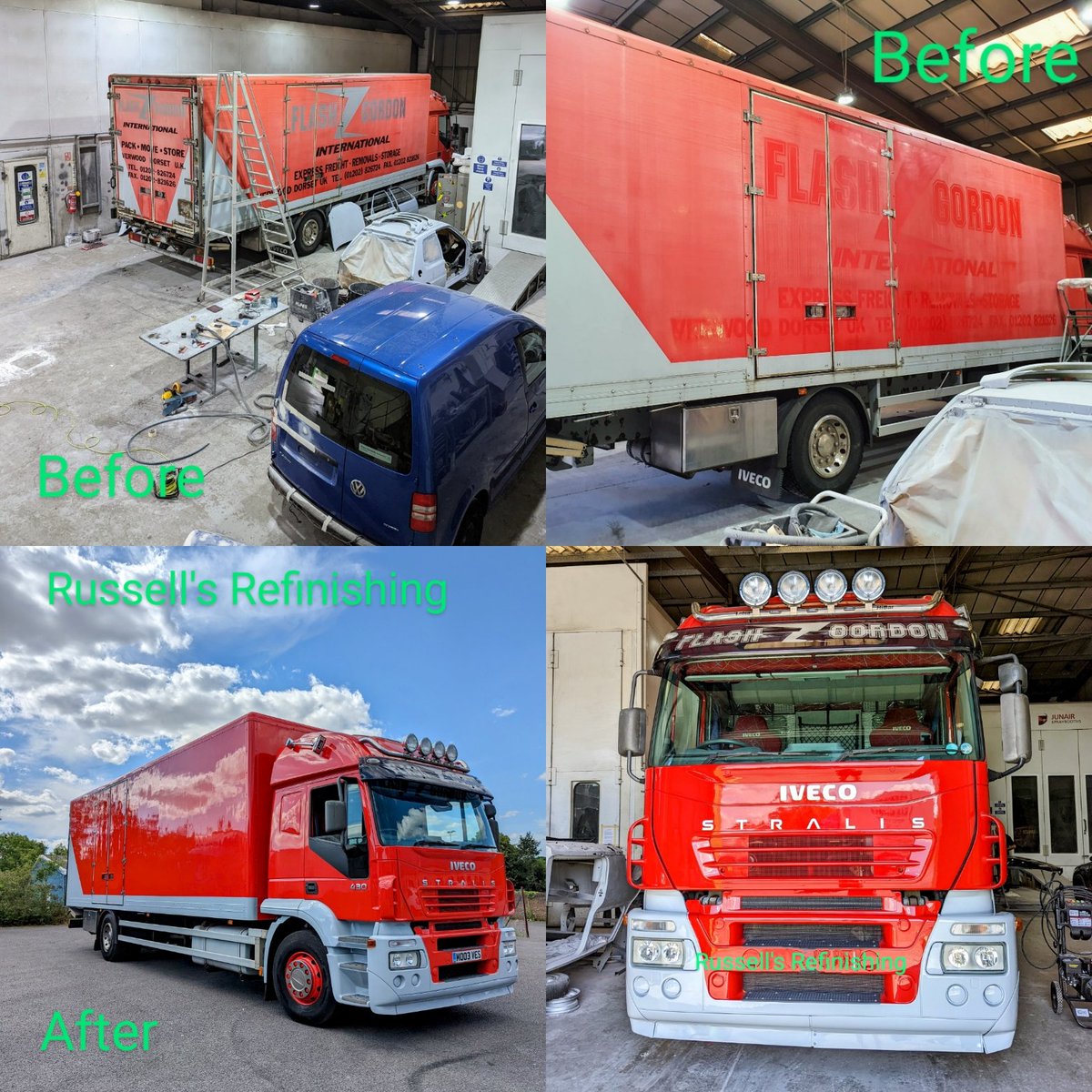 RussellsRefini1's tweet image. IVECO Cab &amp;amp; Body fresh and bright in its new Red &amp;amp; Grey Paint.  The RR Team worked their magic repairing &amp;amp; restoring then using PPG Paints for a stunning finish for Flash Gordon Removals in Verwood. 
Call: 07881 822620
E: mark@russellsrefinishing.co.uk 
#commercialvehicle