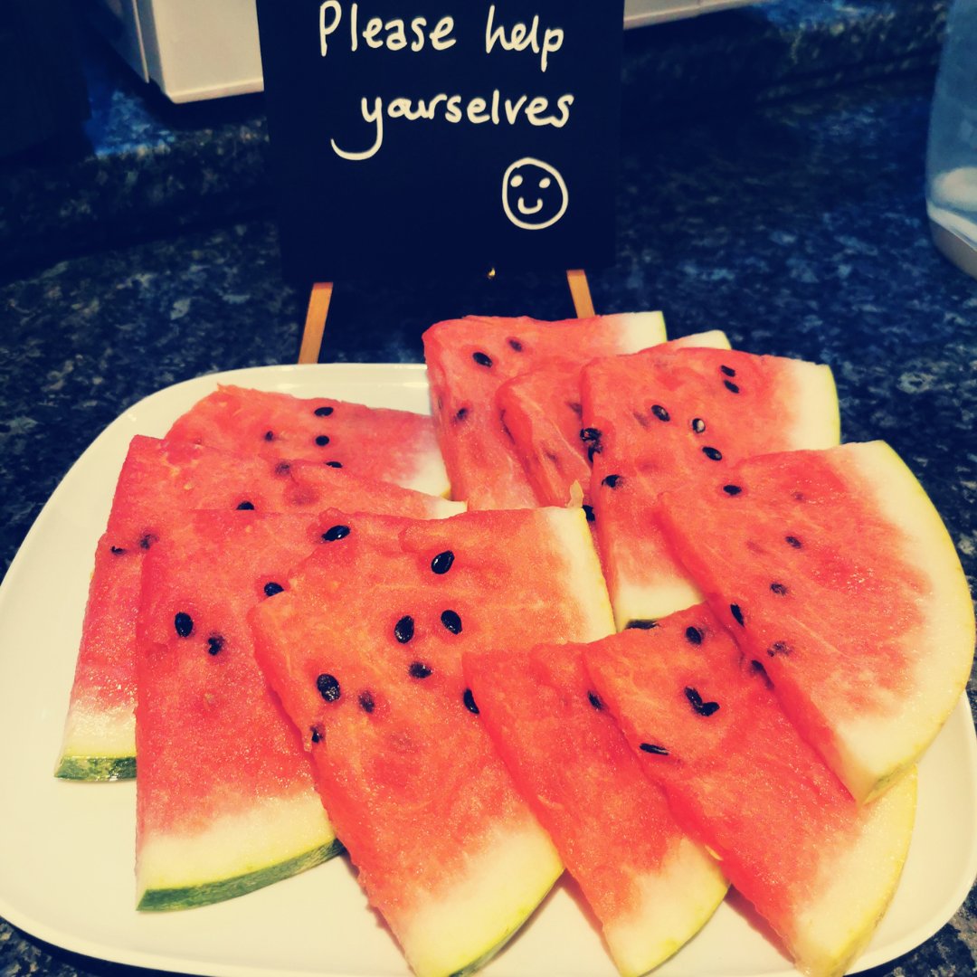 We hope everyone's keeping safe in this scorching heat and making the most of the weather! 

We'd highly recommend grabbing a slice of watermelon we've left around Worting House - which not only have a cooling effect and help keep you hydrated in the heat - they taste delicious!