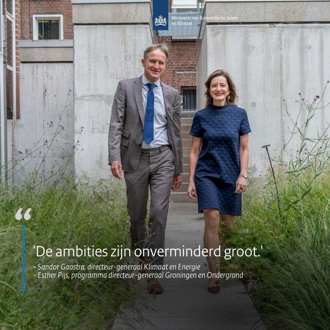 Ministerie_EZK's tweet photo. De organisatie van ons ministerie is aangepast. DG Klimaat en Energie @SandorGaastra en programma-DG Groningen en Ondergrond @EPijsEZ vertellen over hun grootste uitdagingen binnen het klimaat- en energiedomein.

Lees het interview ⤵️

https://t.co/TmtATZZCDE

#EZKinBeeld https://t.co/jFbVpKRw6U