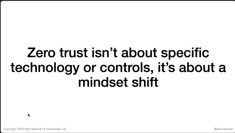 "Zero trust is a mindset shift". <a href="/samnewman/">Sam Newman</a> is giving his session "Insecure Transit - Microservice Security" at  #DATEVCodingFestival #DATEVlernt #WeAreDevOps
