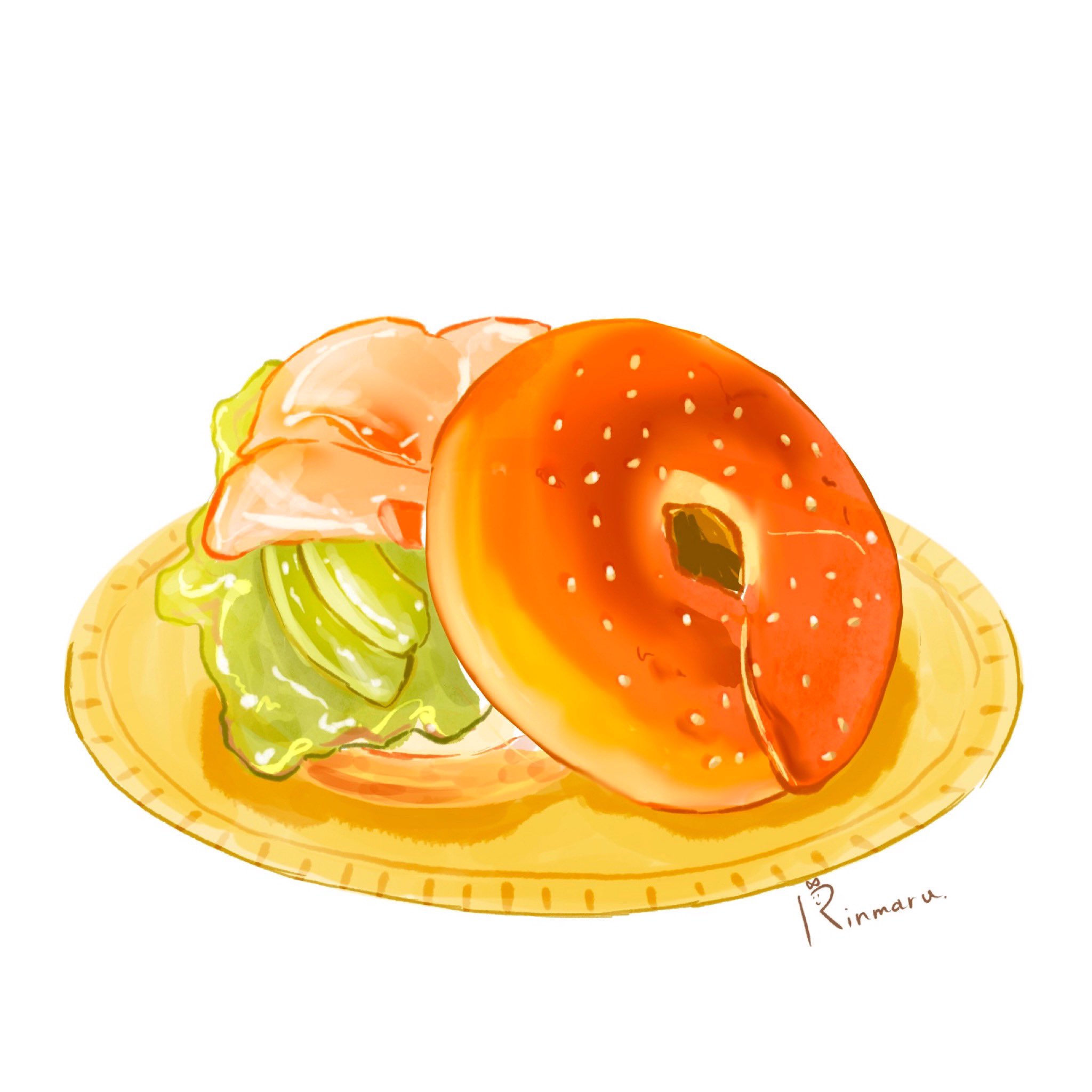 りんまる 食べ物イラスト屋 絵の息抜きに絵を描く 食べ物イラストやっぱり好き 食べ物イラスト ベーグルサンド T Co Zxb3bp7o08 Twitter