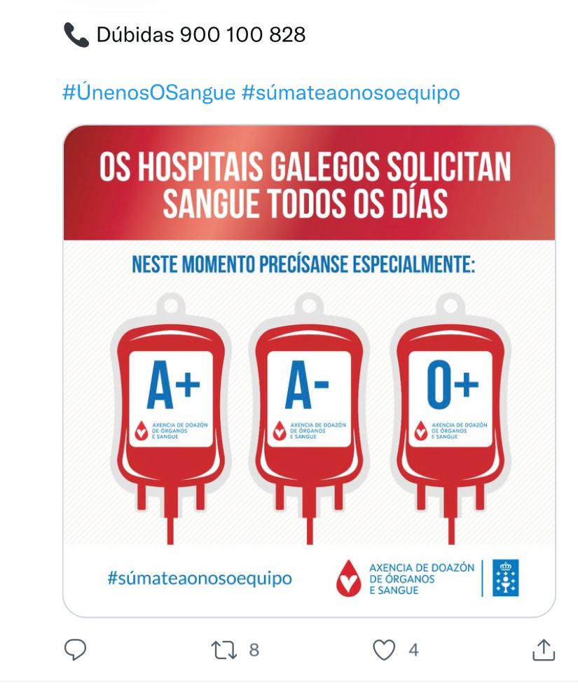 SanidadeACoruna's tweet image. 👉Las reservas de A+, A- y 0+ están muy bajas. Por favor, necesitamos tu ayuda. Gracias!  #50anosHUAC