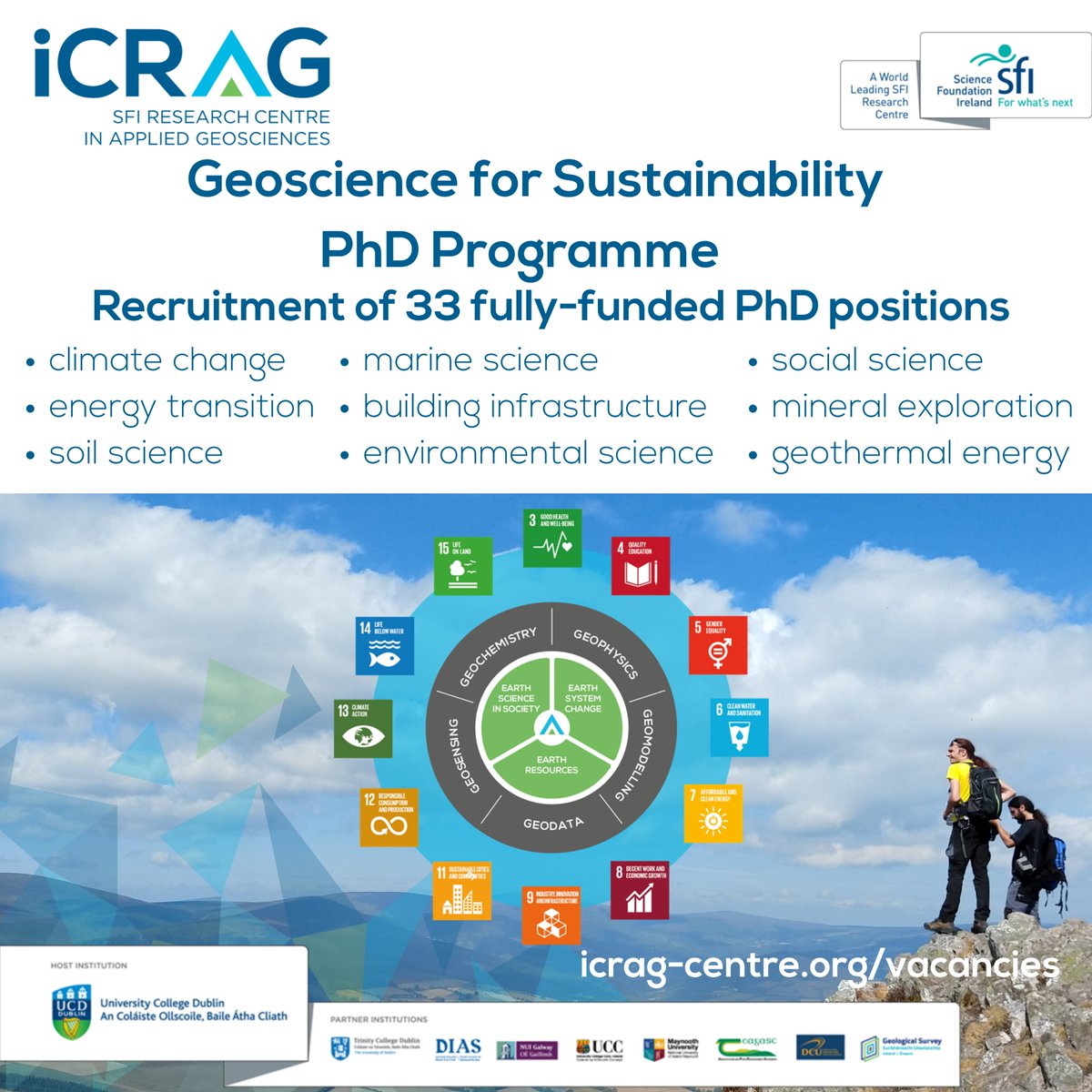 📢We’re #hiring – big! Today iCRAG launches the Geoscience for Sustainability #PhD Programme which will see the recruitment of **33 fully-funded PhD positions** across the Centre’s sustainability research areas🌍Details: icrag-centre.org/news-and-media… 🧵
#jobsearch #jobfairy #PhDlife