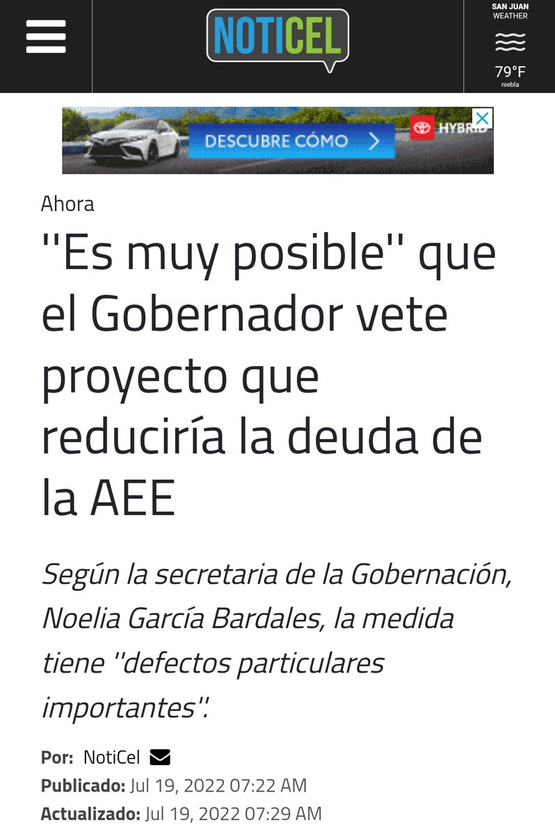 Si <a href="/GovPierluisi/">Gobernador Pierluisi</a> veta el PC1383, deja totalmente claro dos cosas:

1. Que sigue siendo el abogado de la Junta de Control Fiscal y de los intereses de los fondos buitres.

2. Que no le importa para nada el futuro de las familias puertorriqueñas.

noticel.com/ahora/gobierno…