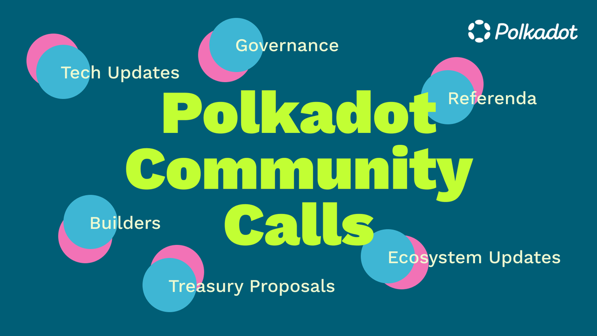 Polkadot's tweet photo. This Thursday at 4pm CEST, tune in to July's #PolkadotCommunityCall to learn about the latest updates, referenda and treasury proposals for Polkadot &amp; @kusamanetwork, as well as hear from @AstarNetwork, @DarwiniaNetwork, @ComposableFin, and more.

Tune in: https://t.co/NECoSJHvpv https://t.co/v4oyx0e6AP