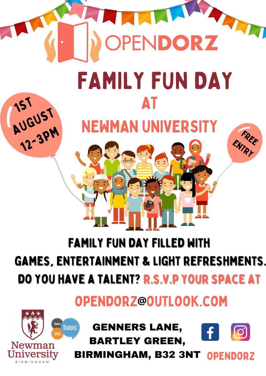Family Fun Day is nearly here! 

Your RaG &amp; community officer Dwain has worked closely with <a href="/open_dorz/">Open Dorz</a> to bring you a FREE fun filled day for the kids to enjoy this summer. Join us on the 1st August 12pm- 3pm for games, entertainment, &amp; more!🎈

RSVP here: fb.me/e/4VTzPeygR