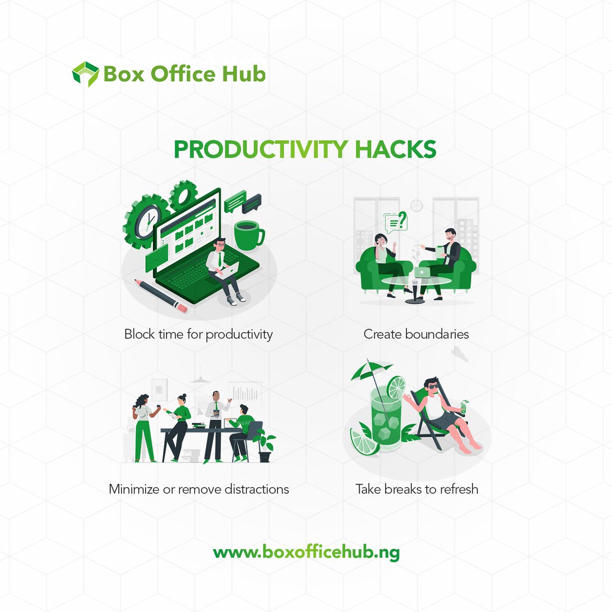 boxofficehubng's tweet photo. Stay productive while we provide the perfect setting!
#BoxOfficeHubNg
#productivehack https://t.co/TV5jnhzsEf