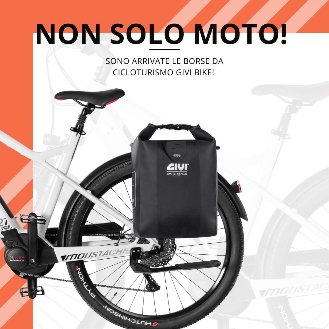 Non solo moto! Sono arrivate le borse per #cicloturisti Givi Bike! 

Disponibili in negozio 
- Linea Experience
- Linea Adveture 
- Linea Urban 

#cicloturismo #bikepacking #borsebici #bici #bicicletta #bikepackingbags #adv #adventure #urbanbike #cycling #biketravel #bikeride