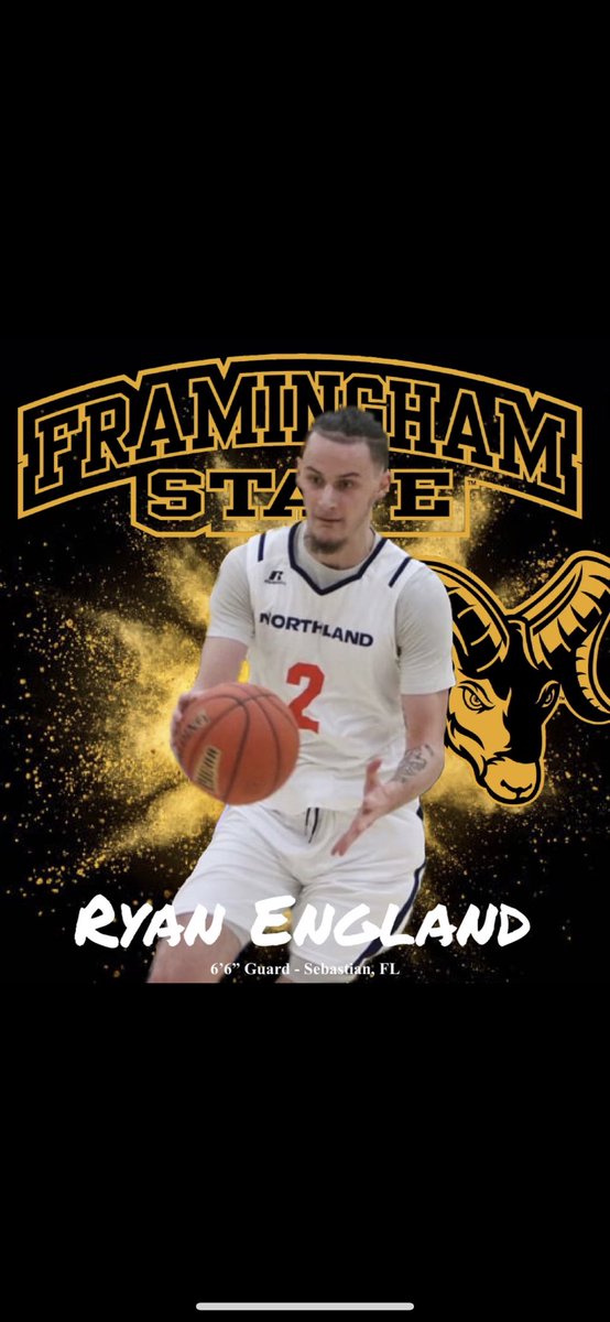 Blessed to announce that I will be taking my talents next year to Framingham State University!💛🖤 Super excited to get on the court and get to work with @RamimB 🤟. I’m all in on the plan that Coach B and Coach Morris have in store for me😈 Let’s go Rams!🐏⚫️🟡 #fsu #framily