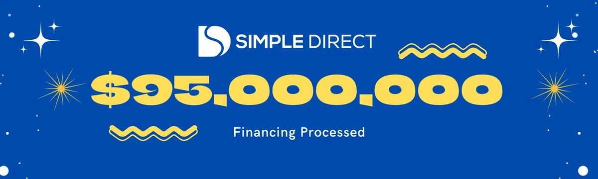 Today I'm proud to share a new milestone for @SimpleDirectHQ: $95 million of financing processed through SimpleDirect since we started it 2 years ago.

Congrats to the team and so glad to be working with people who are always smarter than me.