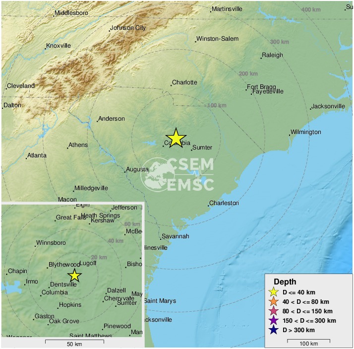 LastQuake's tweet photo. 🔔#Earthquake (#sismo) M2.1 occurred 24 km NE of #Dentsville (S. Carolina) 42 min ago (local time 12:12:27). More info at:
📱https://t.co/LBaVNedgF9
🌐https://t.co/wUCwxs2YOf
🖥https://t.co/QlcUl4STr9 https://t.co/IdV3ICzg2q