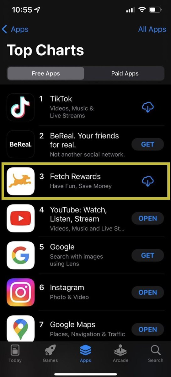 Last week @FetchRewards hit the Top 10 in the App Store.🔥 Yesterday we hit #3 in the Top Free App category, #7 overall in the App Store & #4 in the Play Store TODAY! 🔥 BEYOND proud of team Fetch, our partners, investors & advisors. We're just getting started! #TuesdayMotivaton