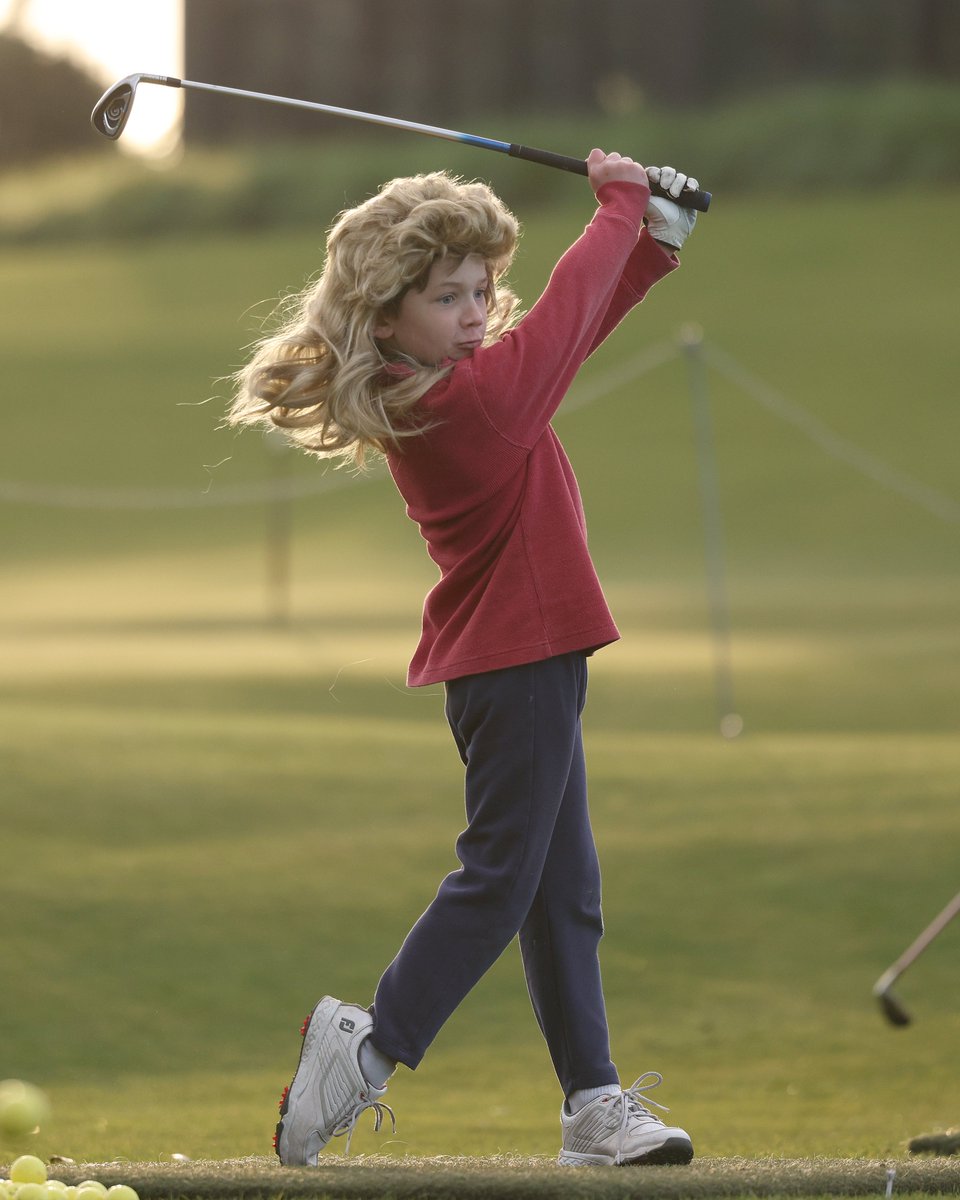GOLF_com's tweet photo. Kids are wearing mullet wigs at a junior golf clinic in Australia to celebrate Cameron Smith's Open victory and it's perfect. https://t.co/uYMXL7aSA9