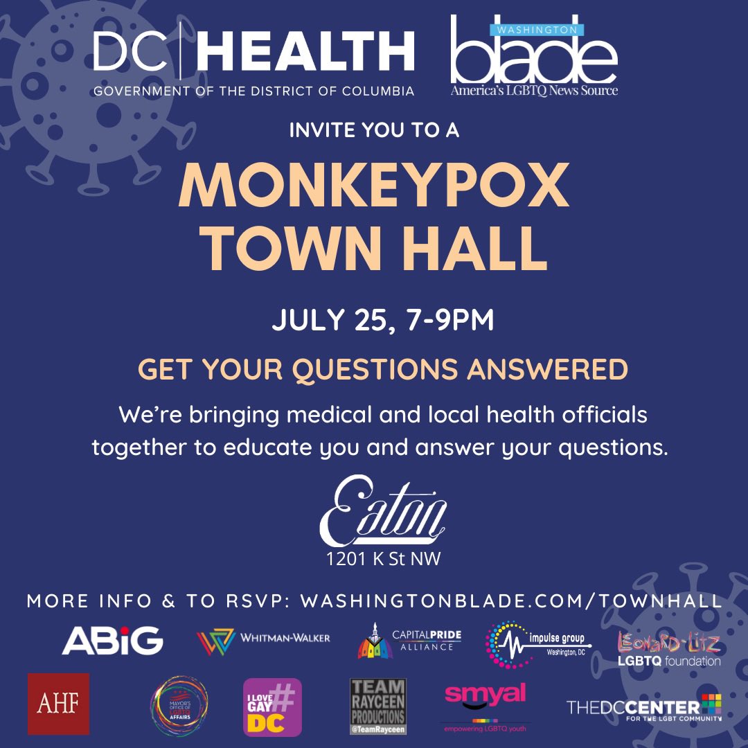 impulsegroupdc's tweet photo. #Monkeypox is here &amp; we're sure you have questions. Join us on 7/25 for a Town Hall. 

#KnowledgeIsPower &amp; we must educate ourselves to fully know how to stay safe. RSVP @ https://t.co/rC3OWpZf53

#TheMoreYouKnow #WereHereForYou #ProtectYouself #StaySafe #WeAreImpulseDC https://t.co/lR6W0fICI6