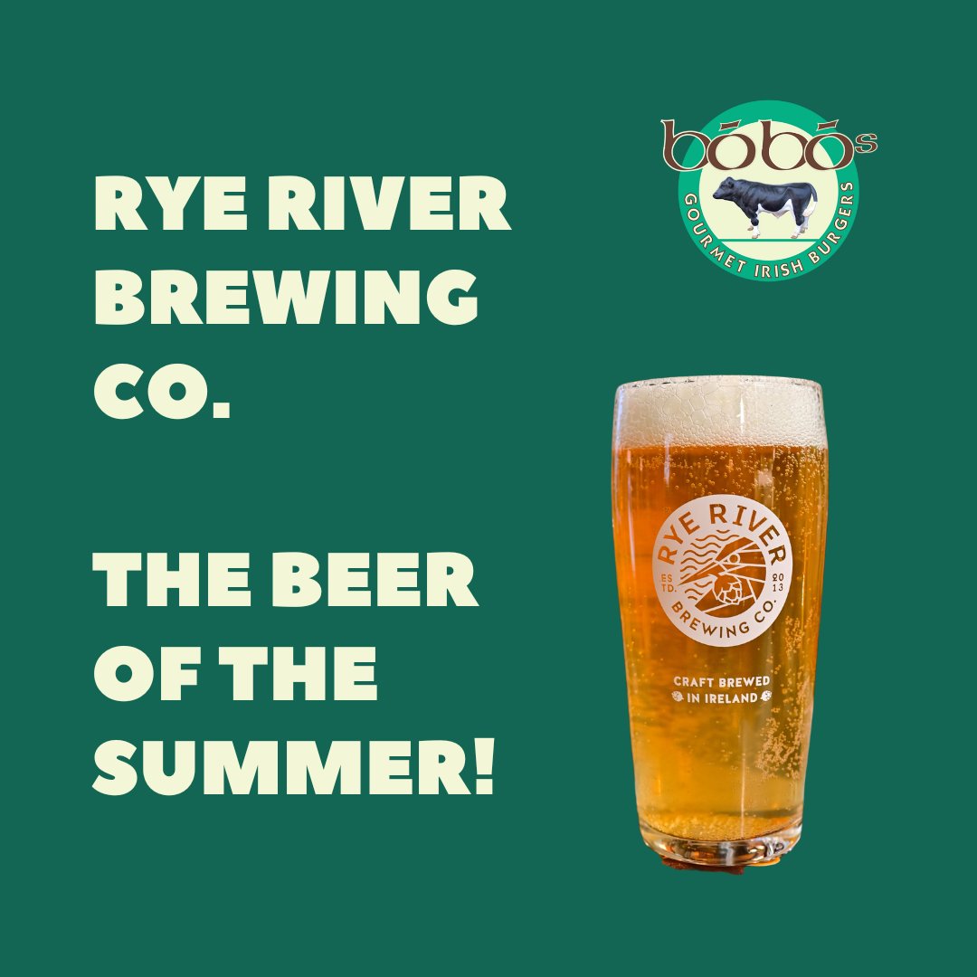 The perfect drink for a hot summer's day 🍺 Next time you visit Bobo's, ask one of our staff to give you an overview of all the @RyeRiverBrewing beers we have available! ☀️ 

#RyeRiverBrewingCo #IndependentCraftBrewery #IrishCraftBeer #bobosburgers #bobosdublin