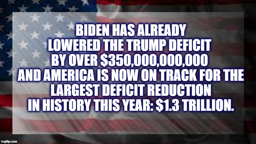 prayerfeathers's tweet photo. The Brandon Falls plan is going great by reducing the Trump deficit by over $350,000,000,000. #GoBrandonGo #Bidenfall https://t.co/RH8IwJABD6