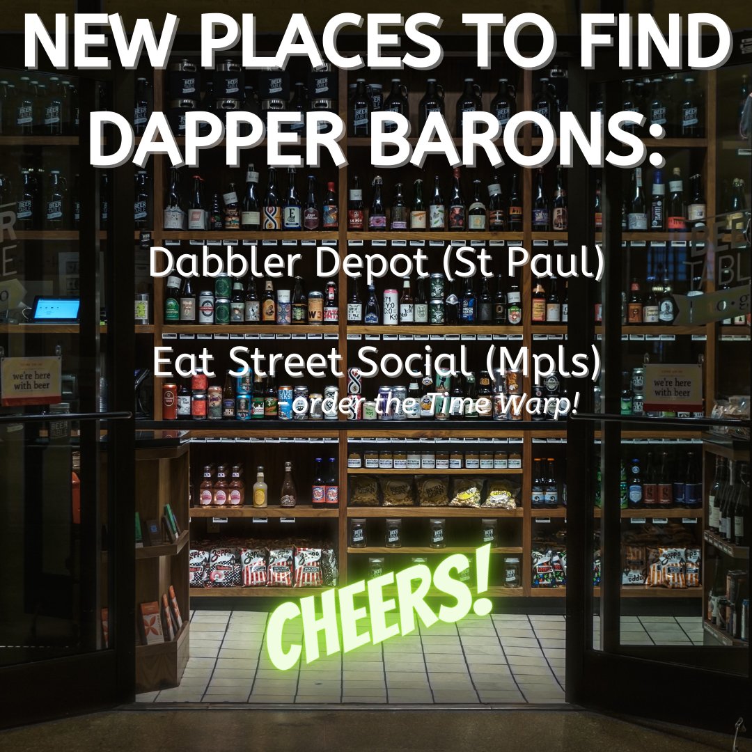 DapperBarons's tweet image. Excited to announce two new locations where you can find #DapperBarons #Liqueurs:

Eat Street Social (Mpls) -- order a Time Warp!
@DabblerDepot (St Paul)

Cheers! 🍸️

Full list of locations here 👉️ lowcarbspirits.com/where-to-buy

#dontdrinkyoursugar #drinklocal