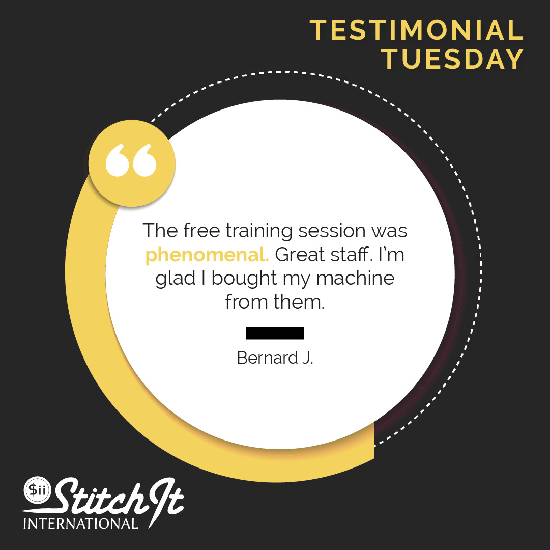Stitch_it_Intl's tweet photo. We'll never leave you in the dark. 💡 When you purchase a machine from the Sii Store, take advantage of our free five-star training and feel more confident than ever using your new machine. #TestimonialTuesday https://t.co/hb00TP2wR8