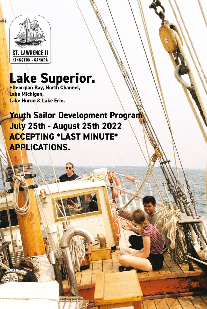 Our friends at ST. LAWRENCE II have two last minute spots for their youth sailor development program <a href="/tallshipsl2/">T.S.E.C. (St. Lawrence II)</a> 

OPEN TO YOUTH AGES 16 TO 21!
📧 Email info@tallshipexpeditions.com or call 613-544-5175 to get details, including bursary funding for the voyage