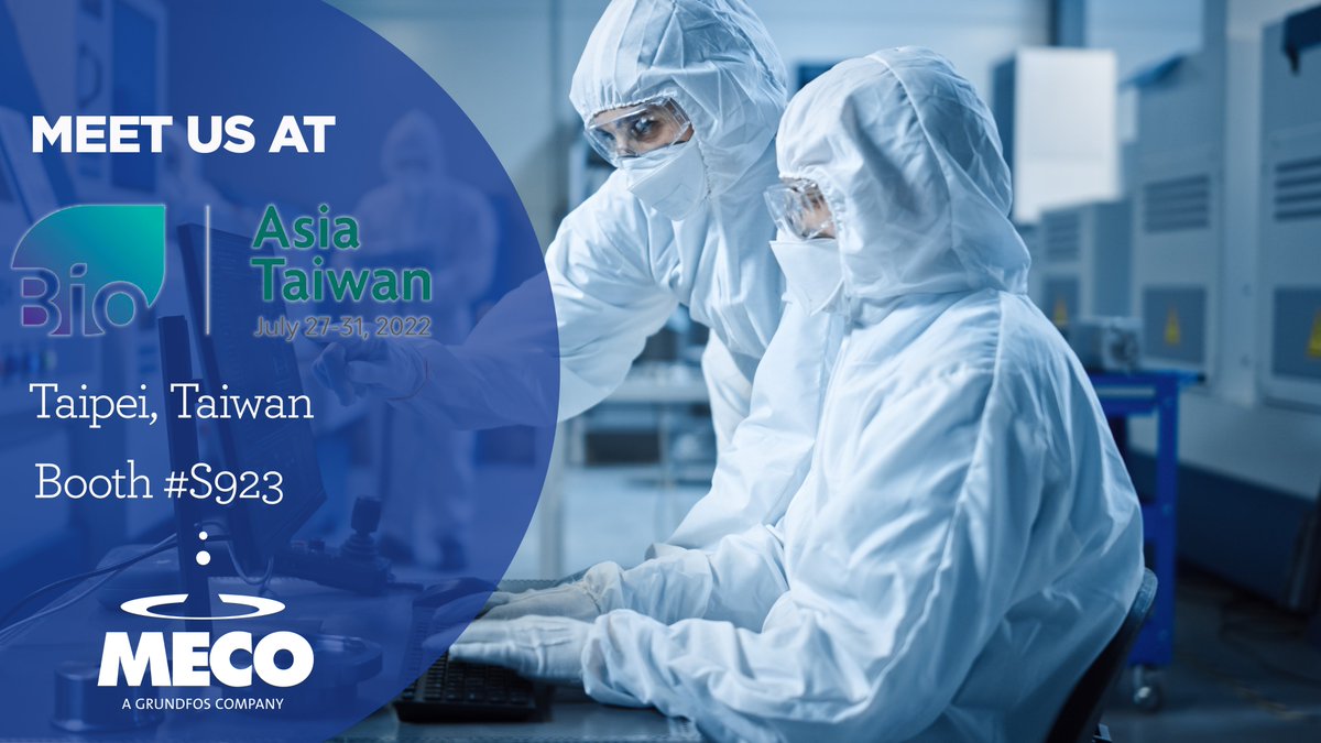 MECOpure's tweet image. MECO is exhibiting at 
@BIOAsia_Taiwan
 July 27th - 31st.. Come by Booth #S923 to meet the MECO team and discuss water's critical role in biopharmaceutical manufacturing and MECO's solutions for PW, WFI and Pure Steam! #Bio22 #BioAsiaTaiwan2022 bit.ly/3crfWdC