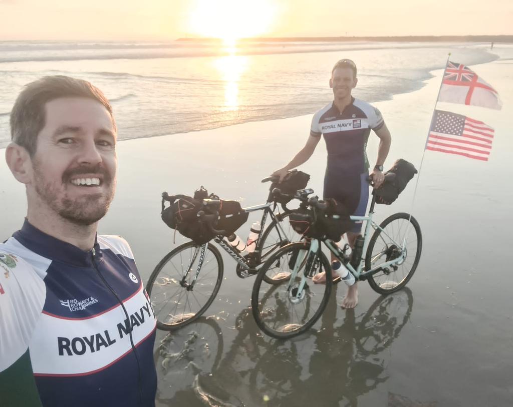 The Pacific Ocean! Our starting point before we head east. Currently stopping for a refuel and chart check before starting some Californian hills.