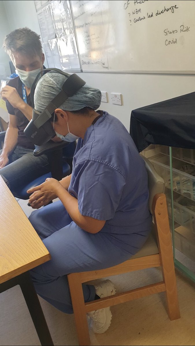 WellbeingBarnet's tweet photo. Our staff had the opportunity to experience virtual reality today. 
The facilitators assisted with taking our staff to another dimension, sadly not one that was cooler, but we did “go” to the beach, underwater and to a forest to name a few places! Thank you #innovationteam https://t.co/2rJNqbuyfr