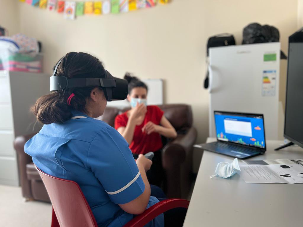 Our staff had the opportunity to experience virtual reality today. 
The facilitators assisted with taking our staff to another dimension, sadly not one that was cooler, but we did “go” to the beach, underwater and to a forest to name a few places! Thank you #innovationteam