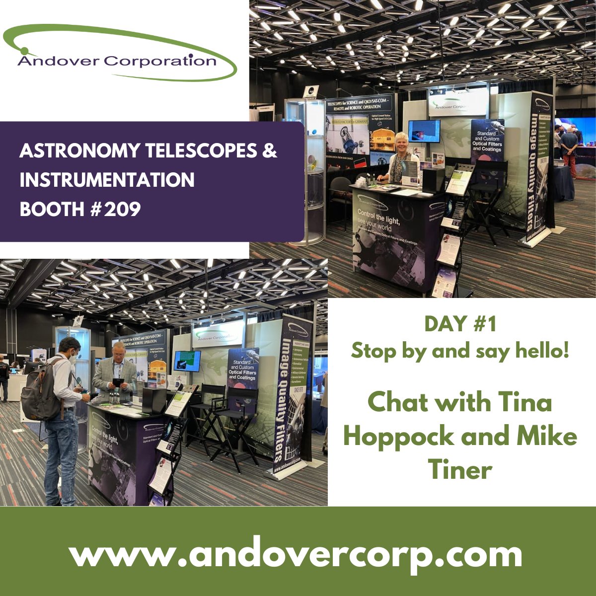 AndoverCorpora3's tweet image. Astronomy Telescopes &amp;amp; Instrumentation Show is happening RIGHT NOW!
17 - 22 July 2022 / Montréal, Québec, Canada
Stop by Booth #209 and say hello to Tina Hoppock &amp;amp; Mike Tiner
ENTER TO WIN a set of Astronomy Filters!

#SPIEAstronomy #AstronomyTelescopes #Imagefilters