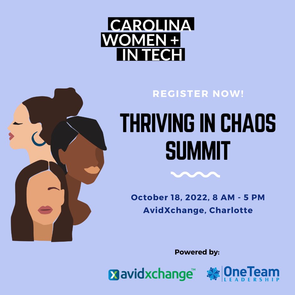 Thriving in Chaos is our biggest annual event, and tickets are officially on sale! 
Get early bird pricing through August 31st! Learn more and register here: carolinawomenintech.org/events/thrivin…
#clt #charlottenc #raleighnc #womenintech #cyberhypecharlotte