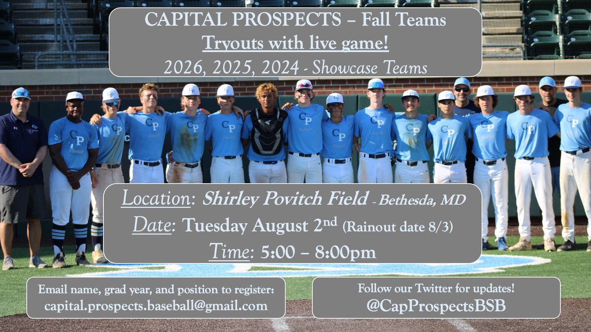 🚨FALL TEAM TRYOUTS🚨

Calling all interested 2024, 2025, and 2026 players! 

Tryout info for our Fall Season Showcase Teams below!! 
DM or email with questions.
⬇️⬇️⬇️