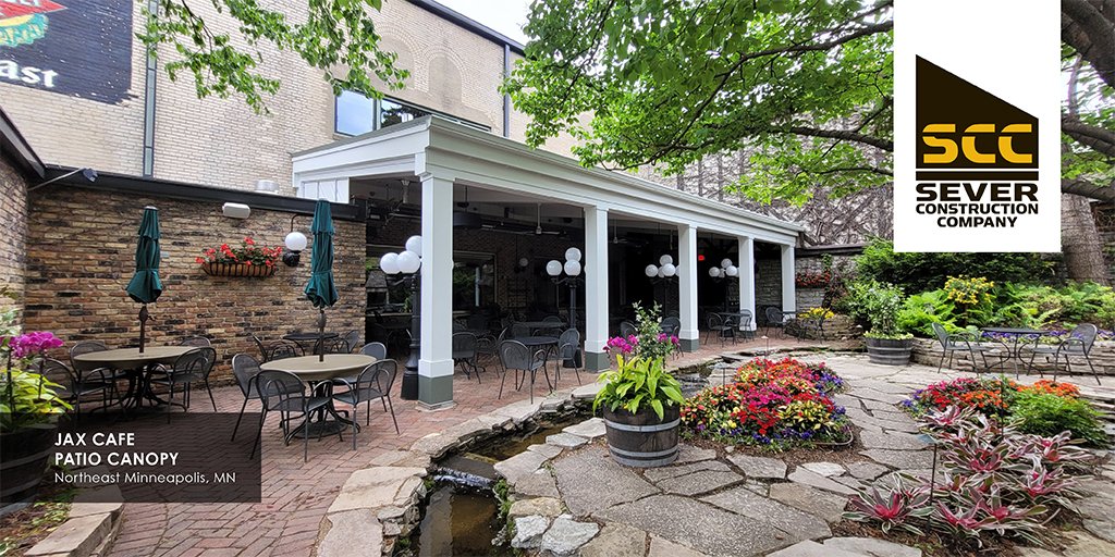 Our team #constructed this beautiful #outdoorcanopy at one of the best kept secrets in #NortheastMinneapolis, #JaxCafe. Grab a table on the patio, and rest assured, you’ll enjoy the scenic ambiance no matter what the forecast predicts! #exteriorwork #restaurant #CRE #severbuilds