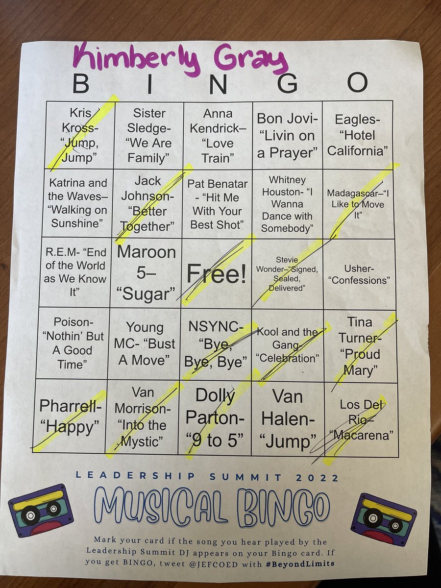 Kimberly Gray got a BINGO! <a href="/jefcoed/">Jefferson County Schools</a> #beyondlimits
