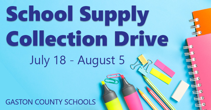 GastonSchools's tweet photo. Now through Friday, August 5, Gaston County Schools is collecting school supplies at locations across Gaston County.  

To view a list of drop off locations, please click on the link below. https://t.co/gnMC9Wsi7n https://t.co/4Hh6P9UIeL
