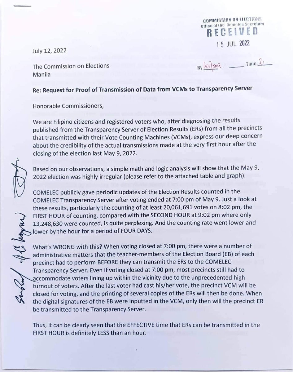 TruthPetitionPH's tweet photo. As of July 16, the TNTrio have delivered their letter of request to COMELEC via Atty. Ricky P. Tomotorgo / Atty. Enzo Recto. (1/2) https://t.co/5CS1XGkNxo
