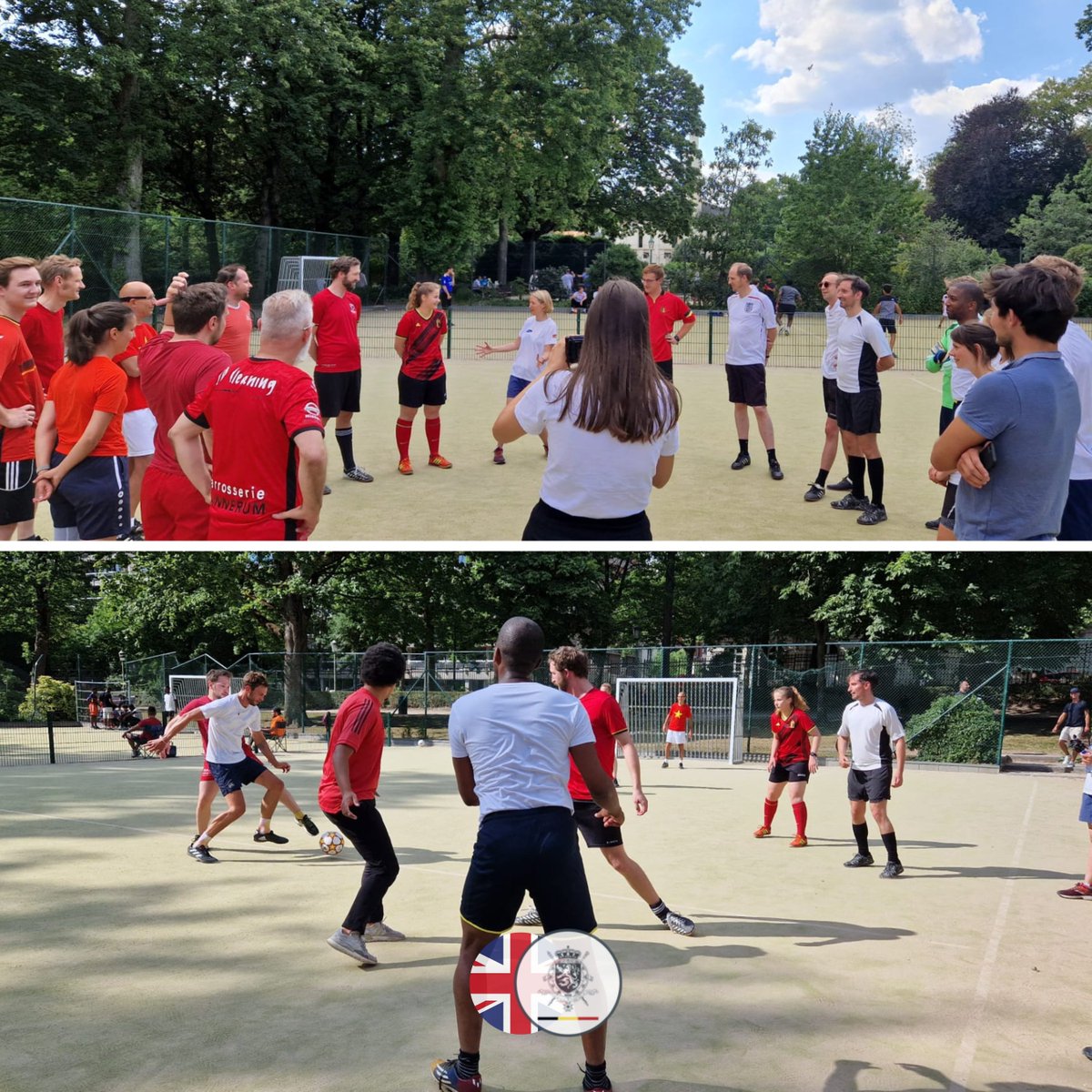 Thank you @UKinBelgium for organising a nice football game against us last Friday! Together we could stress the importance of women’s⚽️and #GenderEquality. 😉 We are of course happy with our score last Friday and with the victory yesterday of @BelRedFlames at the #WEURO2022.