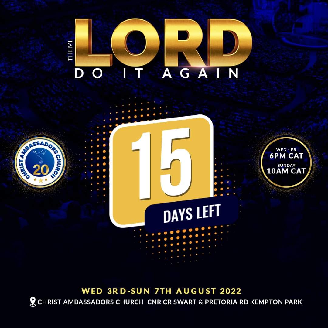 CacMiracleC's tweet photo. 15 Days To Go To Our 20th Anniversary
'Lord Do It Again!'
Bishop @IdahPeterside
#CAC20
#CACAnniversary20 https://t.co/wIJ9GUHrM1