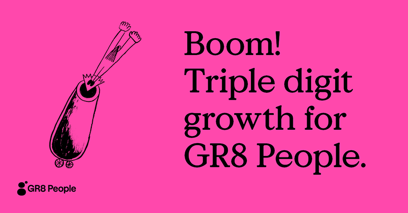 GR8People's tweet photo. Boom! 💥 115% growth in SaaS bookings. 82% YOY lift in SaaS ARR. Explosive growth, exciting customers and the most exceptional #Recruiting platform for #TotalTalentAcquisition all add up to big wins for everyone. #FindYourFlow https://t.co/B9RmBZjL1c