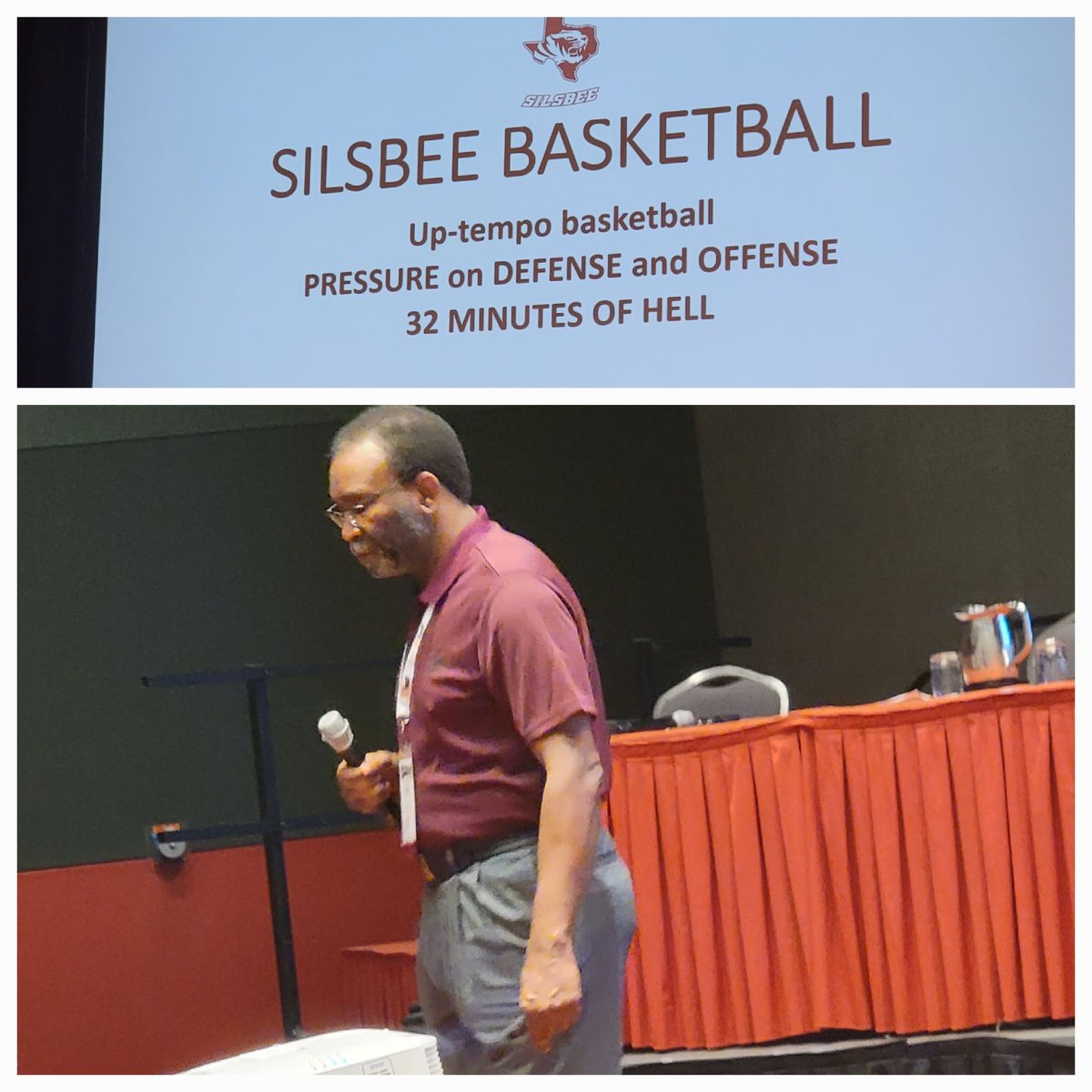 CoachSmith1234's tweet photo. Silsbee Tiger Head Basketball Coach Joe Sigler representing Tiger Nation at THSCA coaching school! #Tigernation https://t.co/3UwzOZ6WMc