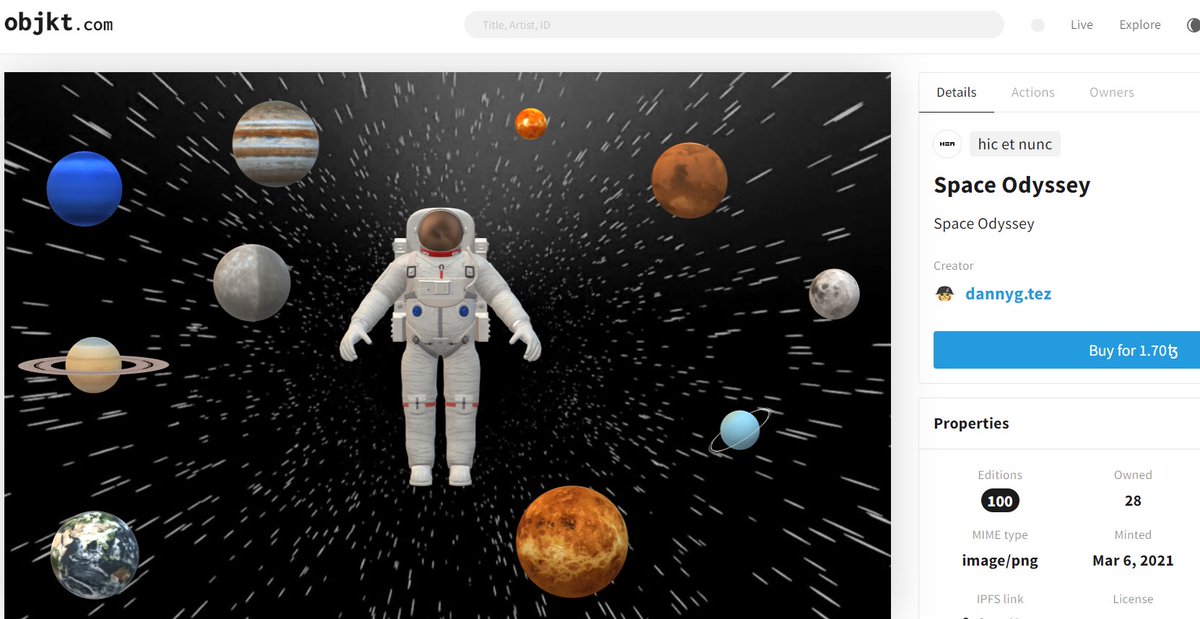 DannyG1979's tweet photo. Airdropping  5 x Space Odyssey #NFTs to 5 of my followers who retweet this. #tezos #tezoscollectors https://t.co/Vw3A24I1vR