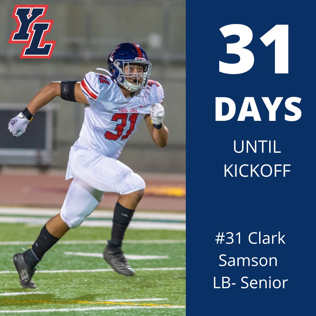 ylhsfootball's tweet photo. 31 Days till Kickoff!!  @ClarkSamson23 @coachbailey_yl @YLHSathletics https://t.co/ylQcGbGDQP