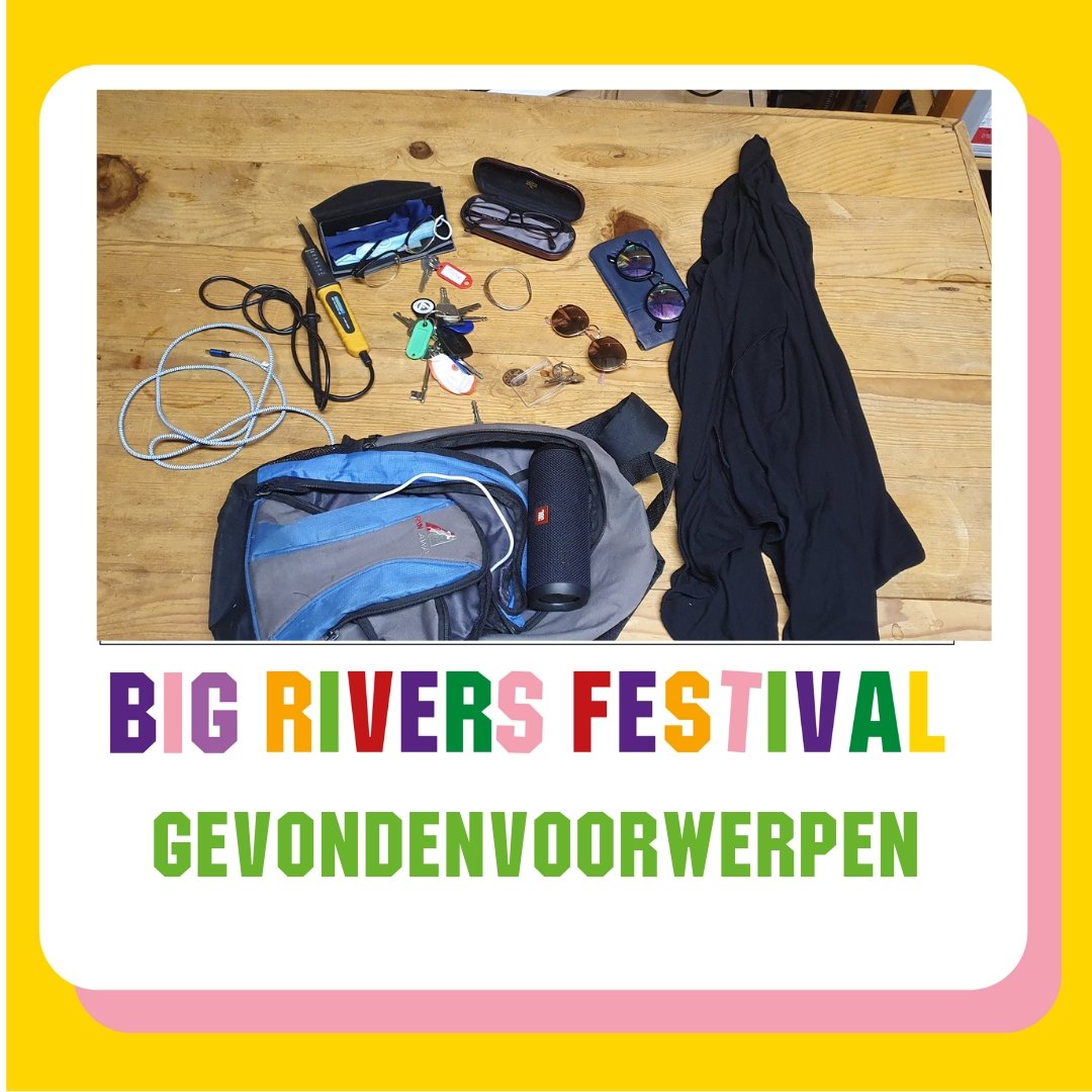 Big Rivers Festival (@bigriversdordt) on Twitter photo Deze spullen zijn allemaal afgeleverd bij onze gevonden voorwerpen. Zie je iets van jou er tussen? Stuur dan even een mailtje naar info@bigrivers.nl.💳🔑🕶🎒
#festival #attheboulevard #bigrivers22 #bigrivers Deze spullen zijn allemaal afgeleverd bij onze gevonden voorwerpen. Zie je iets van jou er tussen? Stuur dan even een mailtje naar info@bigrivers.nl.💳🔑🕶🎒
#festival #attheboulevard #bigrivers22 #bigrivers