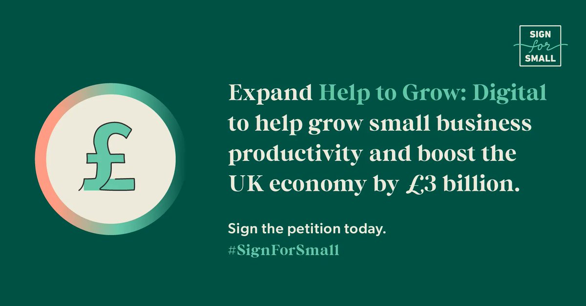 Expanding the #HelpToGrow Digital scheme to include more small businesses could result in a £3 billion boost to the UK economy. Sign the petition to help small businesses better benefit the economy: signforsmall.uk #SignForSmall