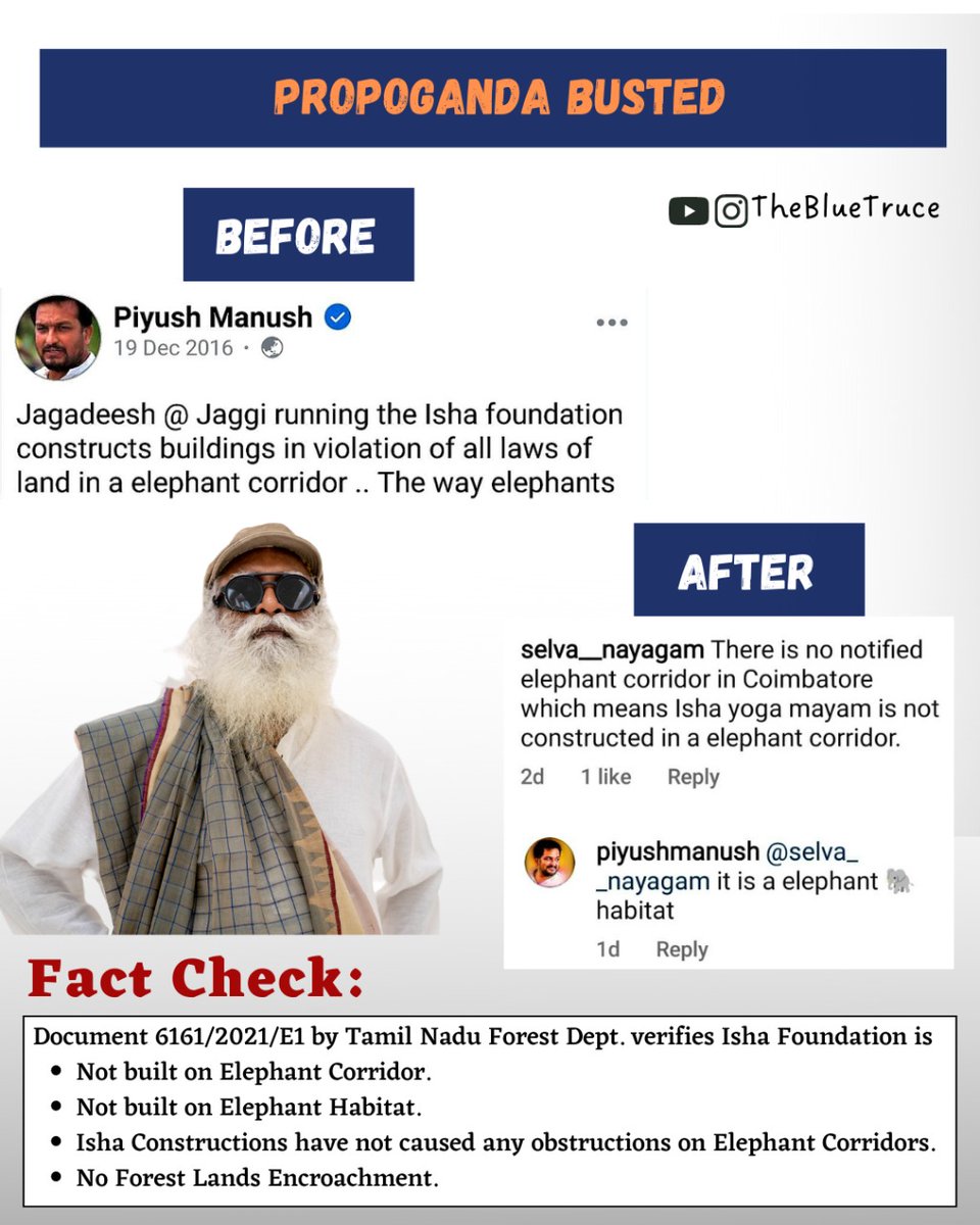 TheBlueTruce's tweet photo. How activists changed their statements when Authorities declared Isha is Not on Elephant Corridor!
Here's one of them😉
Elephant Corridor ➡️ Elephant Habitat https://t.co/KFuFkWd3NX