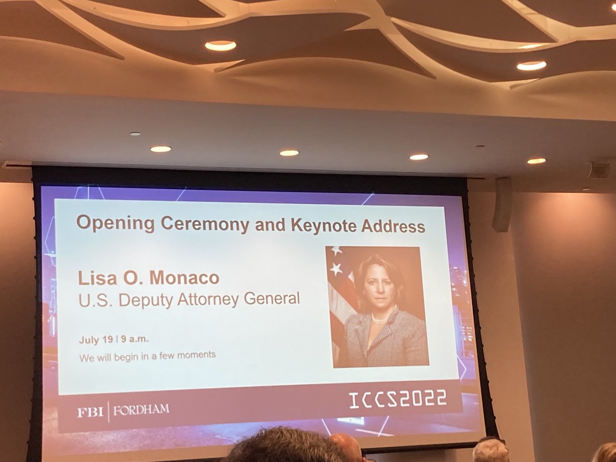 etuckerAP's tweet photo. At ⁦@FordhamLawNYC⁩ this morning for cybersecurity event with top officials at FBI, DOJ and other federal agencies. Deputy AG Lisa Monaco says the US recently disrupted a North Korea hacking group whose ransomware targeted American hospitals across the country last year. https://t.co/j2zvBSIB7P
