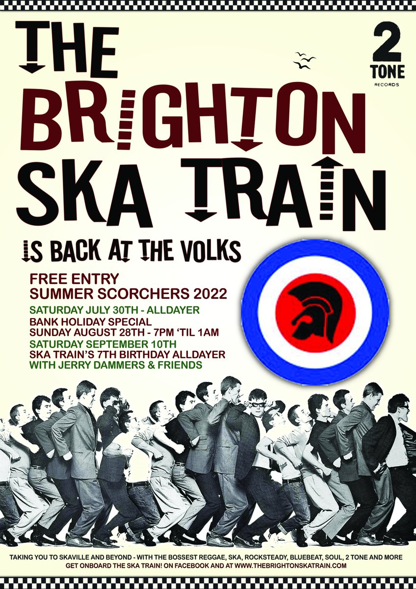 We are back! Brighton's bossest bash is back in town! Next Saturday July 30th at the Volks on Brighton beach. All day scorcher with the Ska Train Soundsystem. Free entry! All aboard! #btnskatrain #ska #Reggae