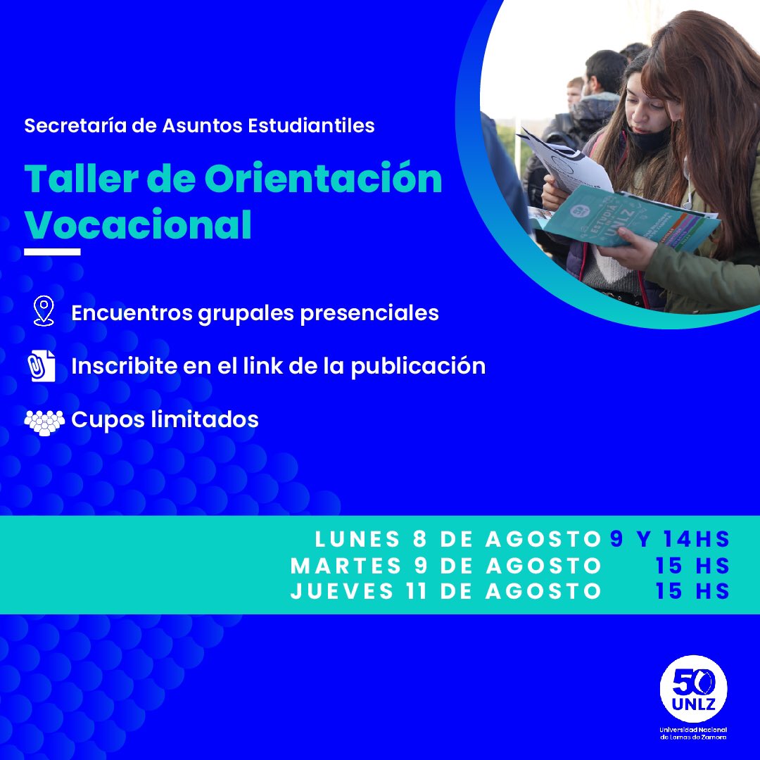 UNLZoficial's tweet photo. TALLER DE OV – AGOSTO
👉🏽Modalidad: grupal y presencial.
📍@BibliotecaUNLZ.
⚠️Cupos limitados.
🗣️Destinado a alumnos/as del último año de la escuela secundaria, jóvenes y adultos sin límite de edad.
📝Link de inscripción: https://t.co/Q40Akar2v5
👇🏽Días y horarios de inicio👇🏽 https://t.co/TBpj1Kj4Vd