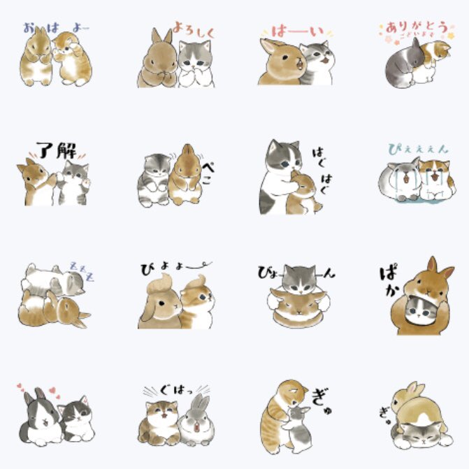 【動くLINEスタンプのお知らせ】
うさ×にゃんが動く!
むちむち仕草が可愛いスタンプです🐰💕

動きはリンクよりチェック頂けると嬉しいです😽✨
https://t.co/pN36MmCbad 